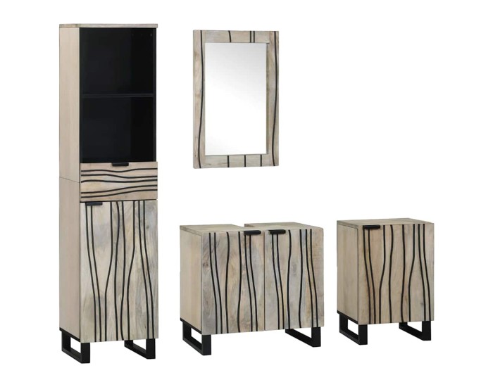 Sonata Set de mobilier pentru baie 4 buc. Maro Nuc Lemn prelucrat
