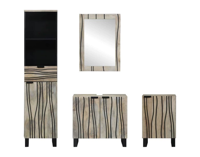 Sonata Set de mobilier pentru baie 4 buc. Maro Nuc Lemn prelucrat