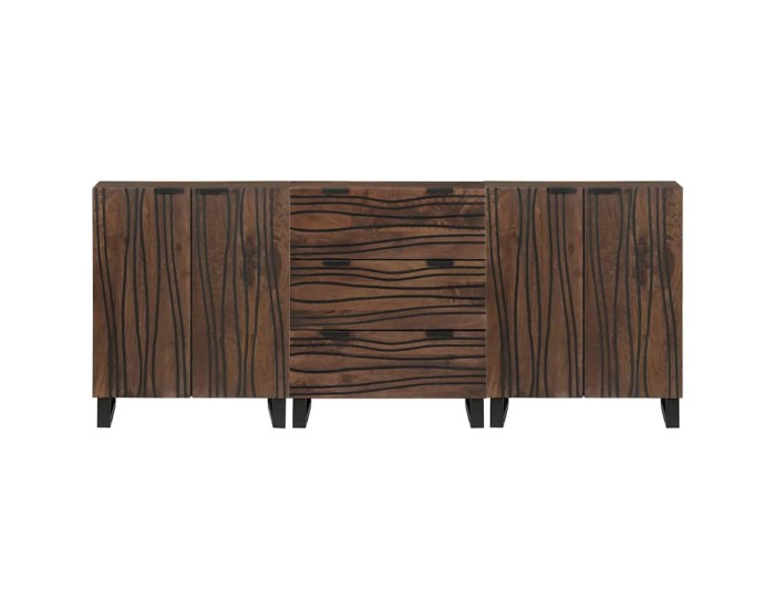 Sonata Set de bufet 3 buc. Maro 180 x 33 x 75 cm Lemn de mango solid