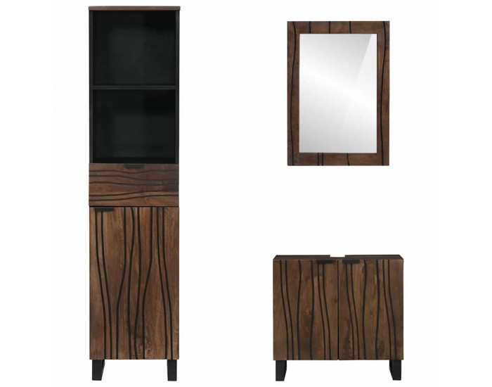 Sonata H Комплект мебели за баня 3 pcs Орехов кафяв 38 x 33 x 160 см
