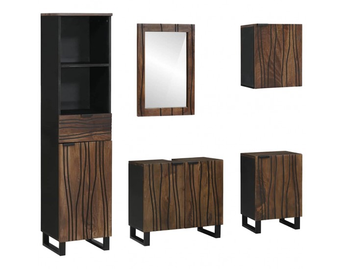 Sonata H Комплект мебели за баня с чекмедже с рафт 5 pcs Бял 38 x 33 x 160 см