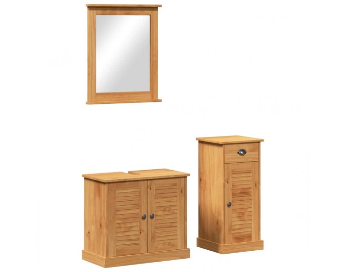 Sonata H Комплект мебели за баня с чекмедже с рафт 3 pcs Кафяво 37 x 34 x 80 см