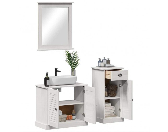 Sonata H Комплект мебели за баня с чекмедже с рафт 3 pcs Кафяво 37 x 34 x 80 см