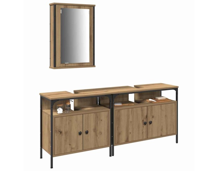 Sonata Unități de vanitate pentru baie 3 buc. Maro 80 x 30 x 60 cm