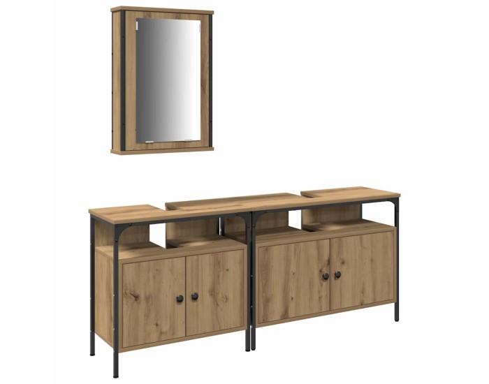 Sonata Unități de vanitate pentru baie 3 buc. Maro 80 x 30 x 60 cm