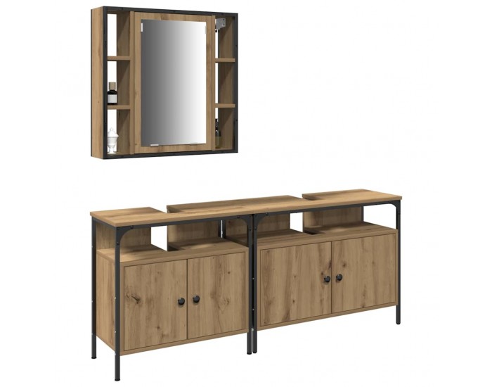 Sonata H Модулни единици за баня с рафт 3 pcs Кафяво 80 x 30 x 60 cm