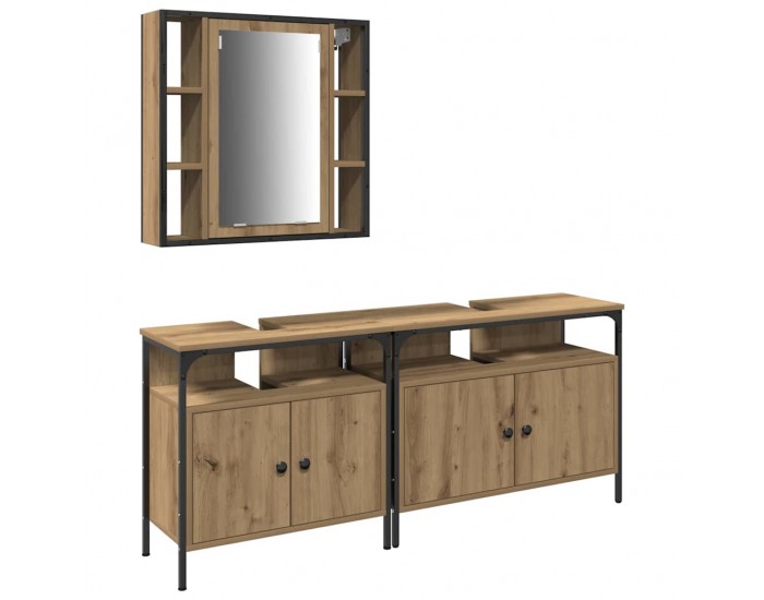 Sonata H Модулни единици за баня с рафт 3 pcs Кафяво 80 x 30 x 60 cm
