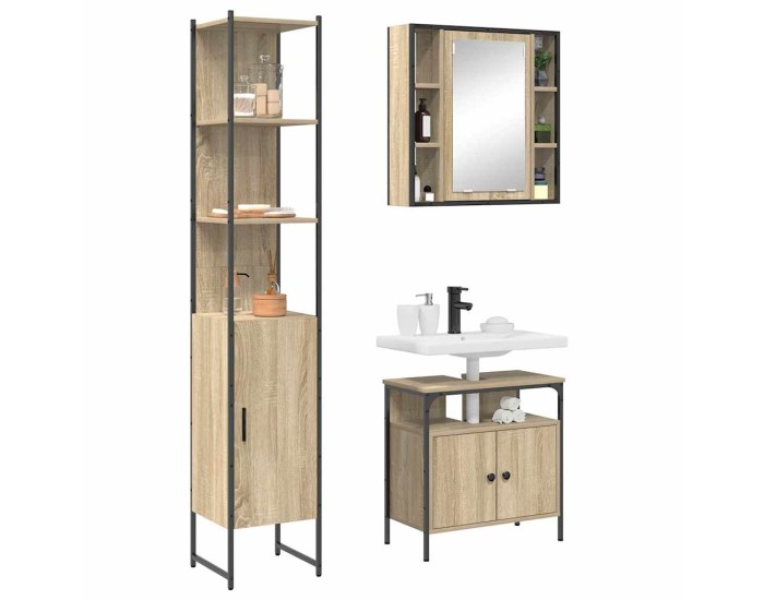 Sonata Set de mobilier pentru baie 3 buc. Stejar Sonoma