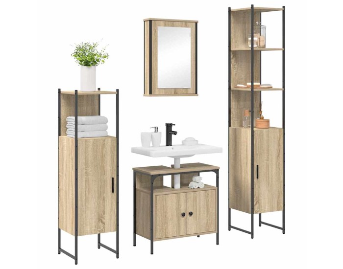 Sonata Set de mobilier pentru baie 4 buc. Stejar Sonoma