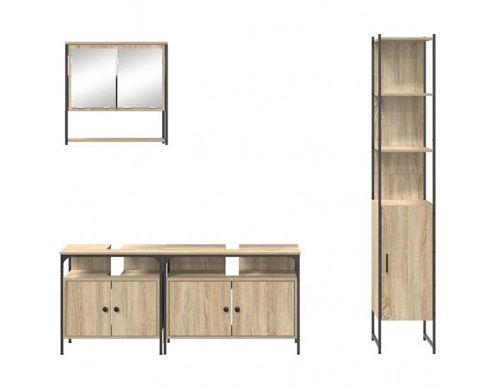 Sonata H Комплект мебели за баня 4 pcs дъб сонома Среден ПДЧ и метал