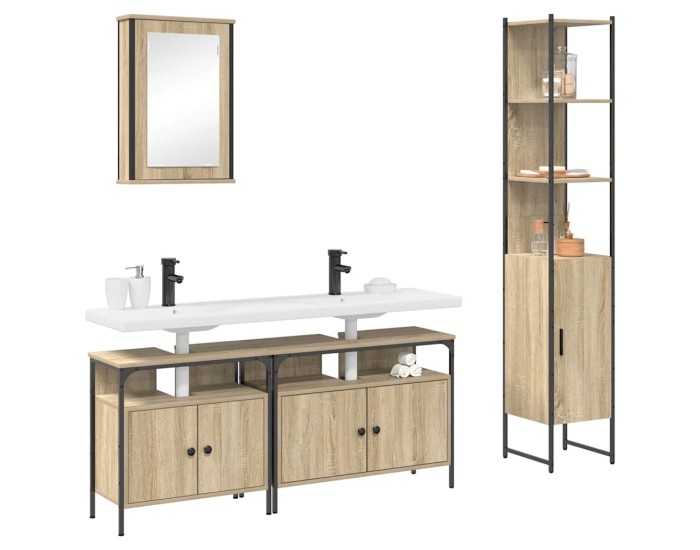 Sonata Set de mobilier pentru baie 4 buc. Stejar Sonoma