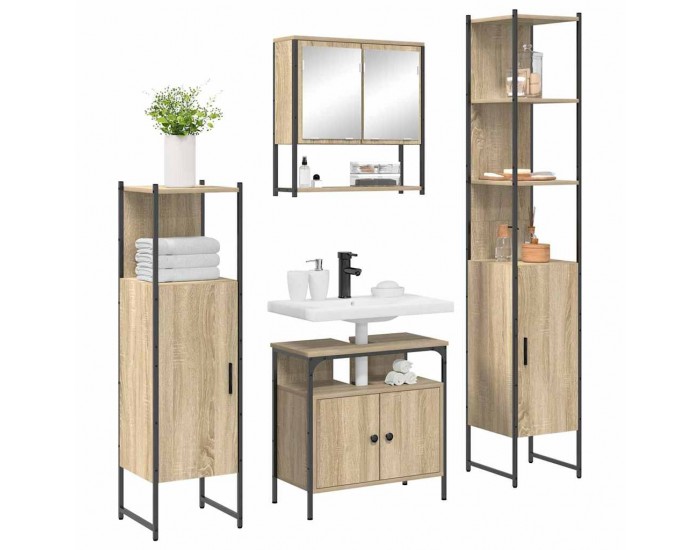 Sonata H Комплект мебели за баня 4 pcs дъб сонома 33 x 33 x 188.5 см