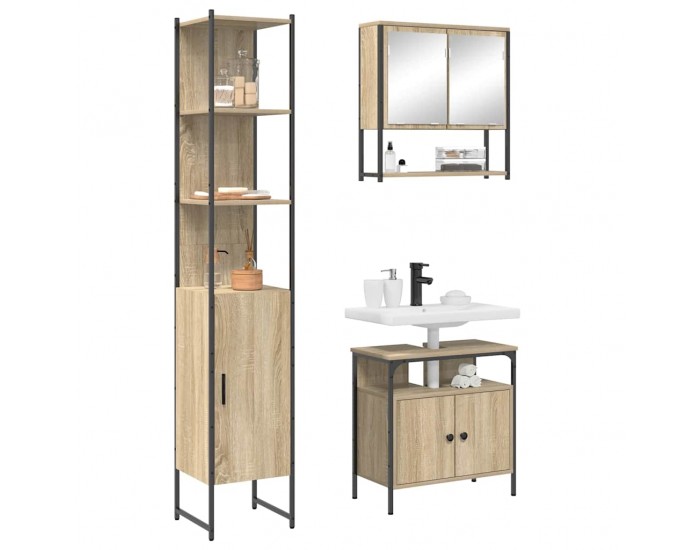 Sonata H Комплект мебели за баня 3 pcs дъб сонома 33 x 33 x 185.5 см