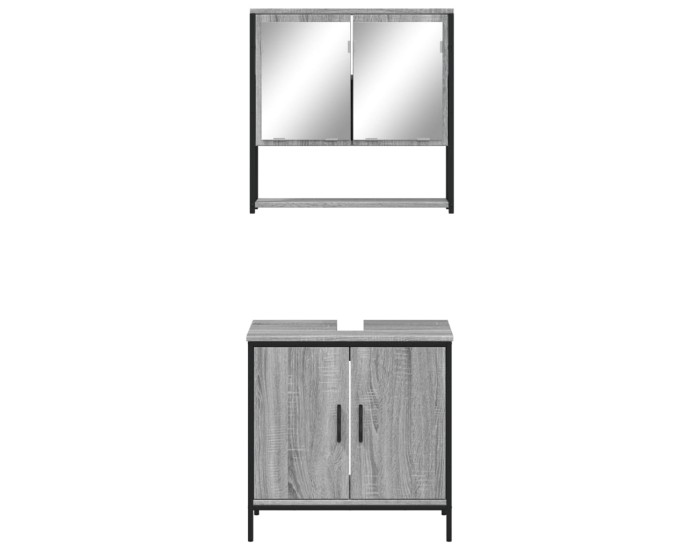 Sonata Set mobilier de baie, 2 piese, gri sonoma, lemn prelucrat