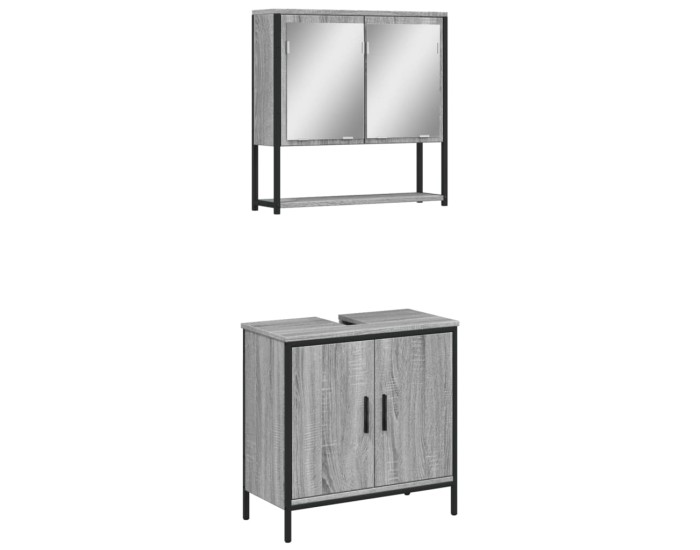 Sonata Set mobilier de baie, 2 piese, gri sonoma, lemn prelucrat