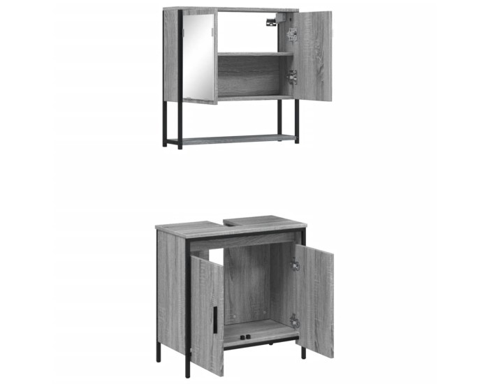 Sonata Set mobilier de baie, 2 piese, gri sonoma, lemn prelucrat
