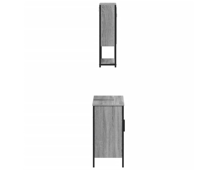 Sonata Set mobilier de baie, 2 piese, gri sonoma, lemn prelucrat