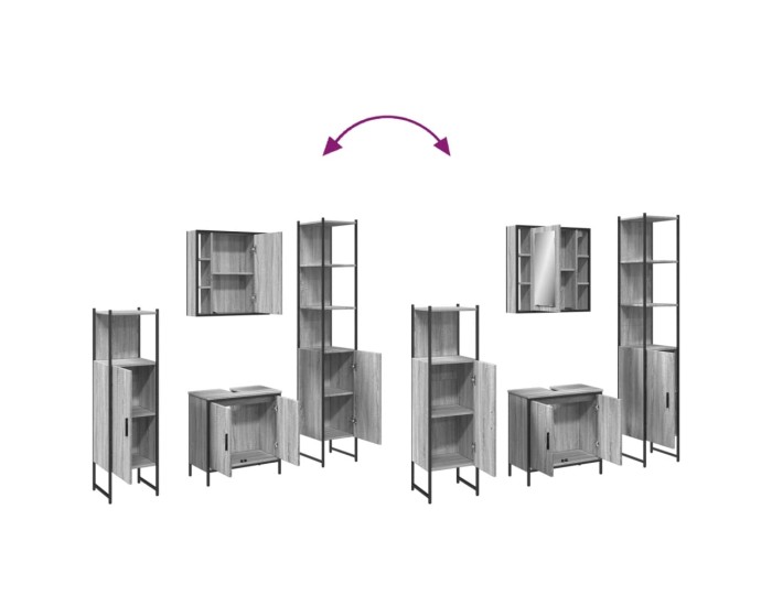 Sonata Set dulapuri de baie, 4 piese, gri sonoma, lemn prelucrat
