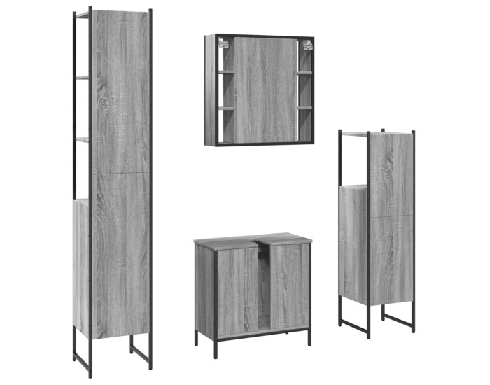 Sonata Set dulapuri de baie, 4 piese, gri sonoma, lemn prelucrat