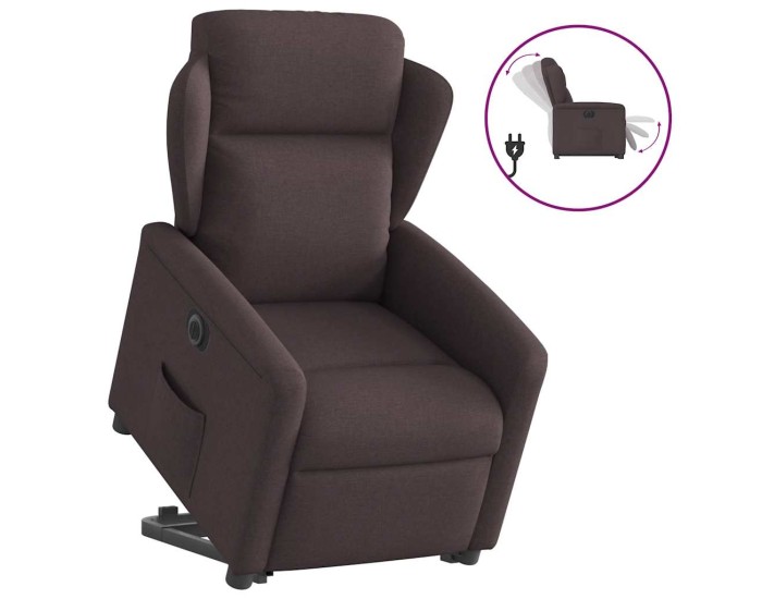 Sonata Fotoliu electric rabatabil cu ridicare, maro închis, textil