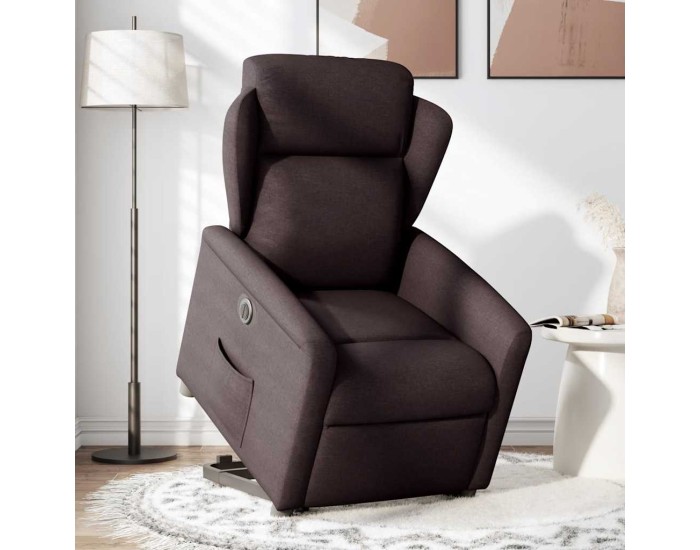 Sonata Fotoliu electric rabatabil cu ridicare, maro închis, textil