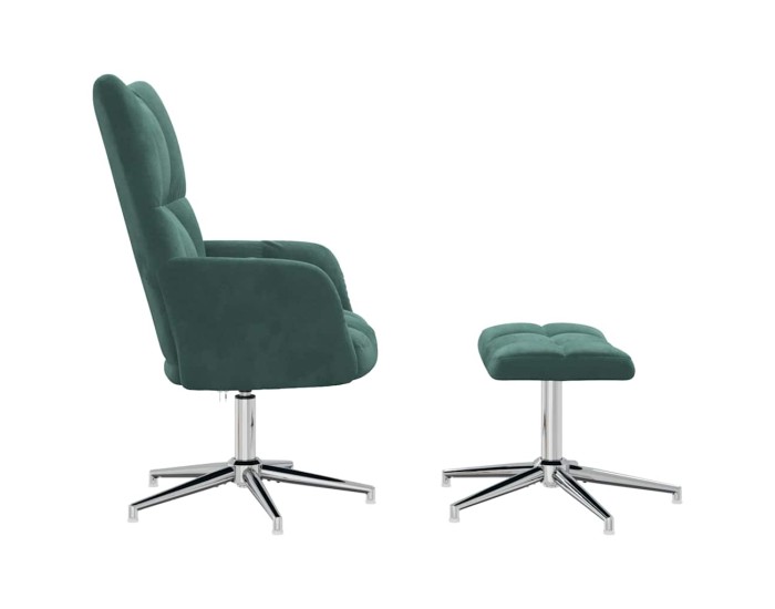 Sonata Scaun de relaxare cu taburet, verde închis, catifea