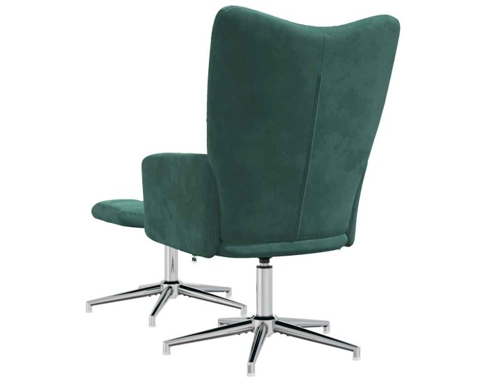 Sonata Scaun de relaxare cu taburet, verde închis, catifea