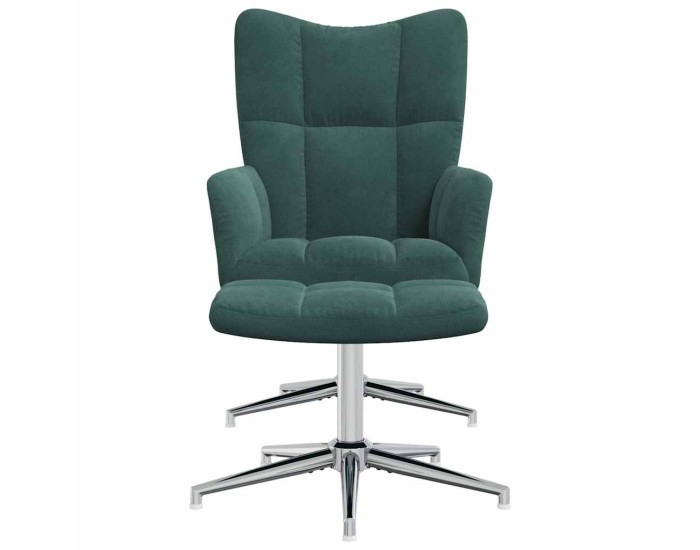 Sonata Scaun de relaxare cu taburet, verde închis, catifea