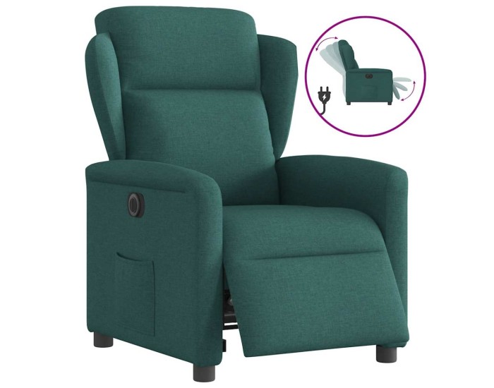 Sonata Fotoliu rabatabil electric, verde închis, material textil