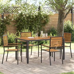 Sonata H Струпваеми градински столове 4 pcs Кафяв и черен - Scaune de grădină