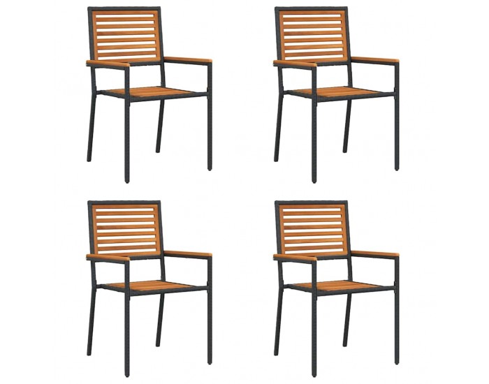 Sonata H Струпваеми градински столове 4 pcs Кафяв и черен