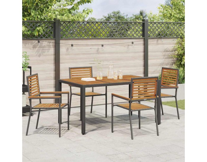 Sonata H Струпваеми градински столове 4 pcs Кафяв и черен