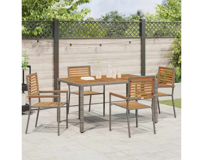 Sonata H Струпваеми градински столове 4 pcs Кафяв и сив