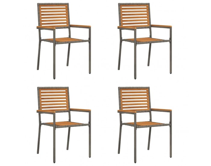 Sonata H Струпваеми градински столове 4 pcs Кафяв и сив