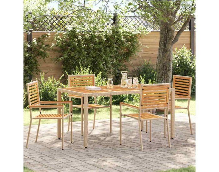 Sonata H Струпваеми градински столове 4 pcs Кафяв и бежов