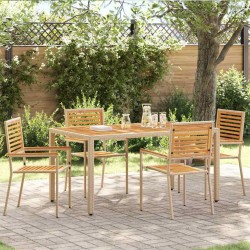 Sonata H Струпваеми градински столове 4 pcs Кафяв и бежов - Scaune de grădină