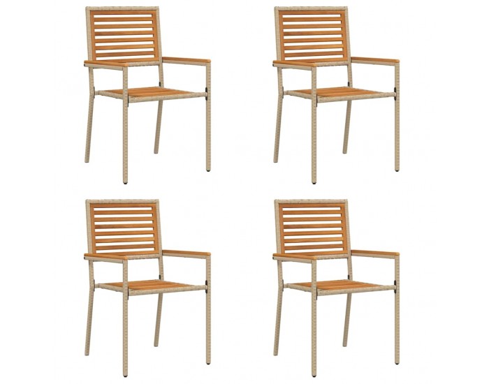 Sonata H Струпваеми градински столове 4 pcs Кафяв и бежов