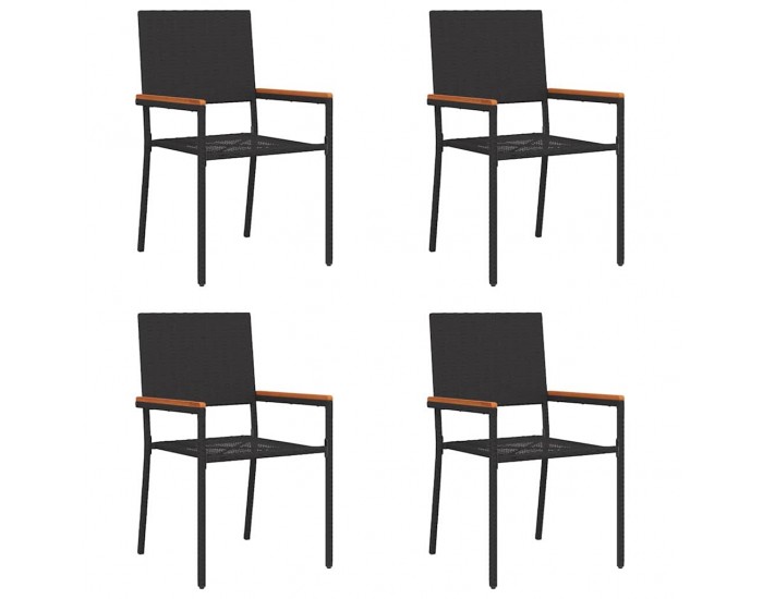 Sonata H Струпваеми градински столове 4 pcs Черен и кафяв