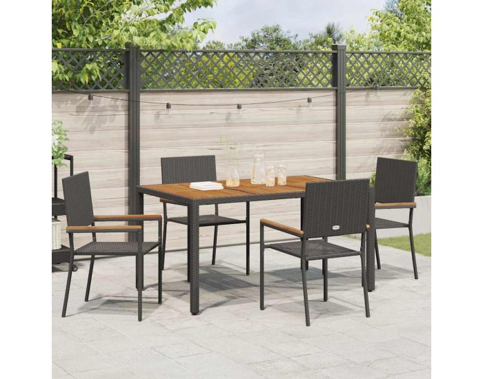 Sonata H Струпваеми градински столове 4 pcs Черен и кафяв