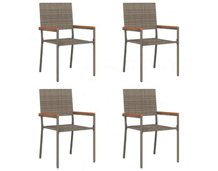 Sonata H Струпваеми градински столове 4 pcs Сив и кафяв
