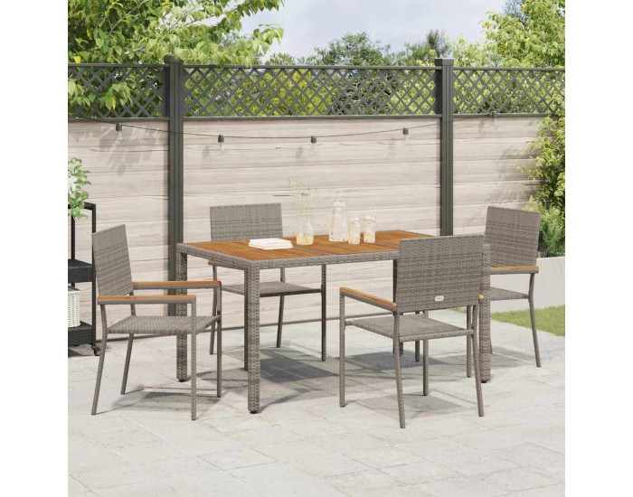 Sonata H Струпваеми градински столове 4 pcs Сив и кафяв