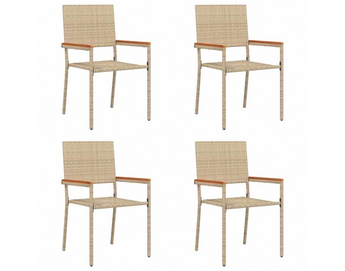 Sonata H Струпваеми градински столове 4 pcs Кремаво и кафяво