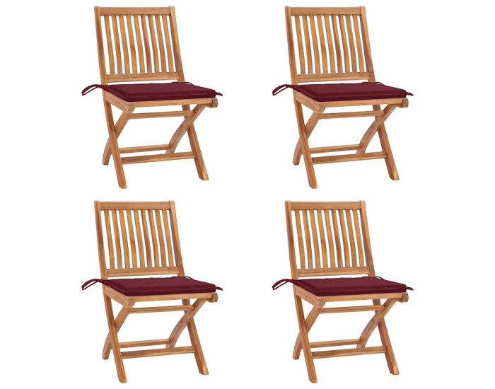 Sonata Scaune pliante cu perne, 4 buc., lemn masiv de tec