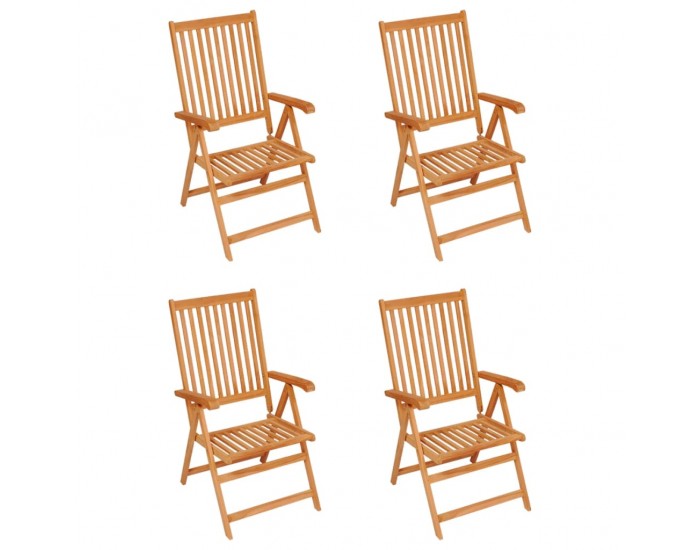 Sonata H Градински столове 4 бр със сиви възглавници тиково дърво масив