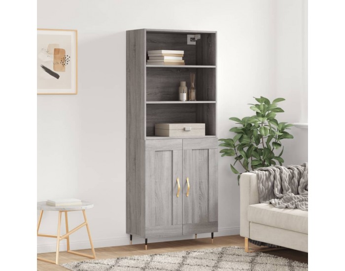 Sonata H Висок шкаф, сив сонома, 69,5x34x180 см, инженерно дърво
