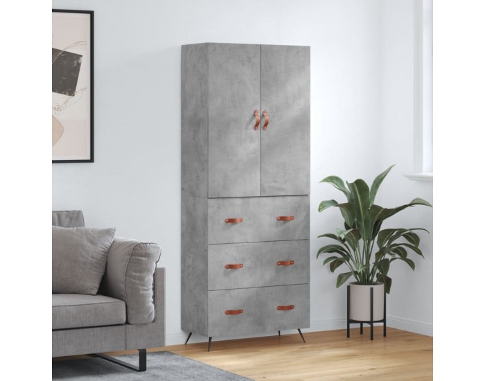 Sonata H Висок шкаф, бетонно сив, 69,5x34x180 см, инженерно дърво