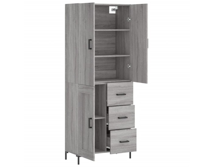 Sonata Dulap înalt, gri sonoma, 69,5x34x180 cm, lemn compozit