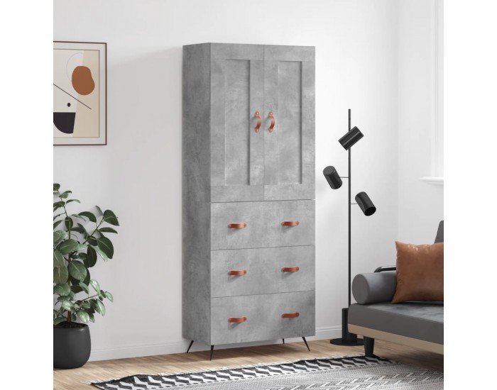 Sonata H Висок шкаф, бетонно сив, 69,5x34x180 см, инженерно дърво