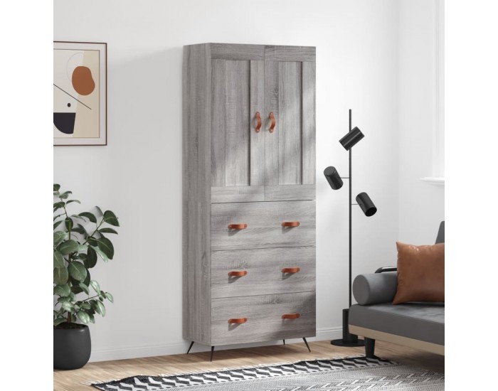 Sonata H Висок шкаф, сив сонома, 69,5x34x180 см, инженерно дърво
