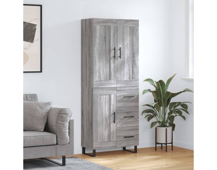 Sonata H Висок шкаф, сив сонома, 69,5x34x180 см, инженерно дърво